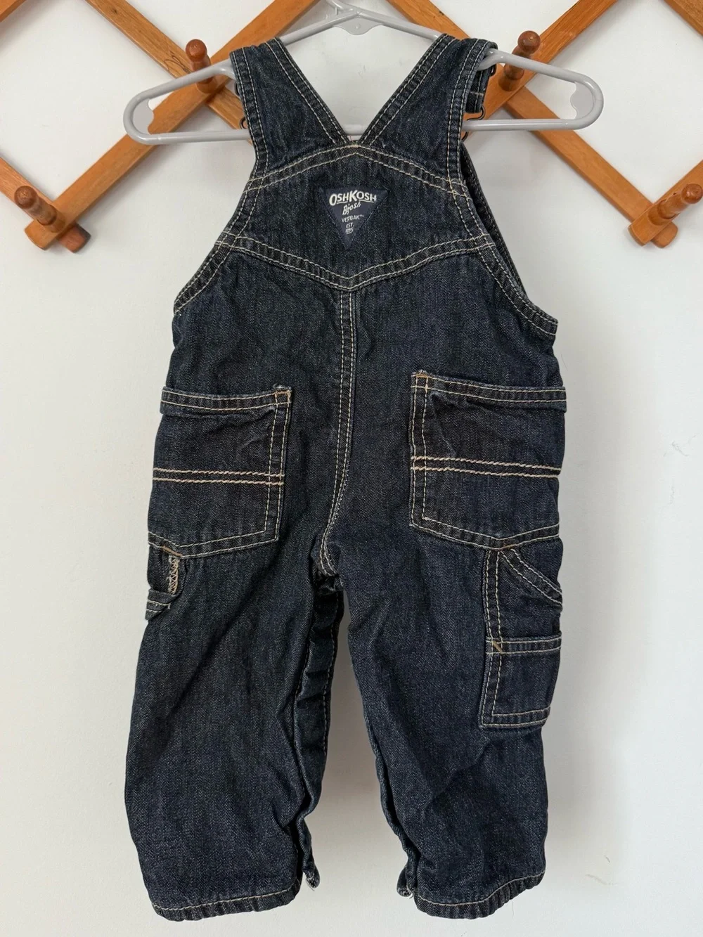 EUC OshKosh BGosh Fleece Lined denim Overalls 6 months